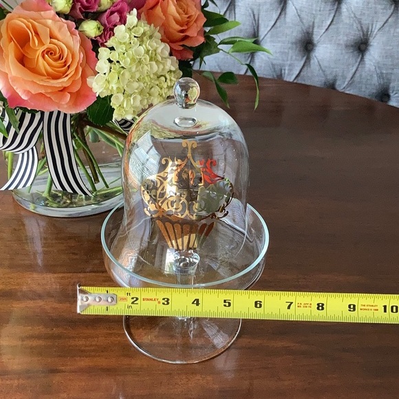 Like New Glass Cupcake Cloche with Gold Detail - Picture 3 of 4